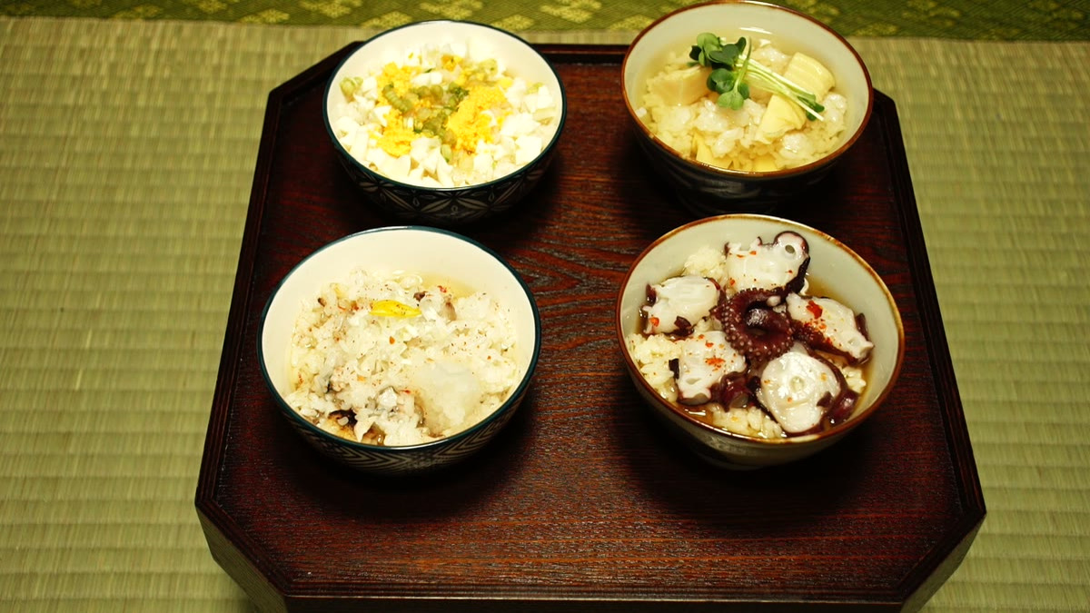 再現した江戸時代の出汁茶漬け4種