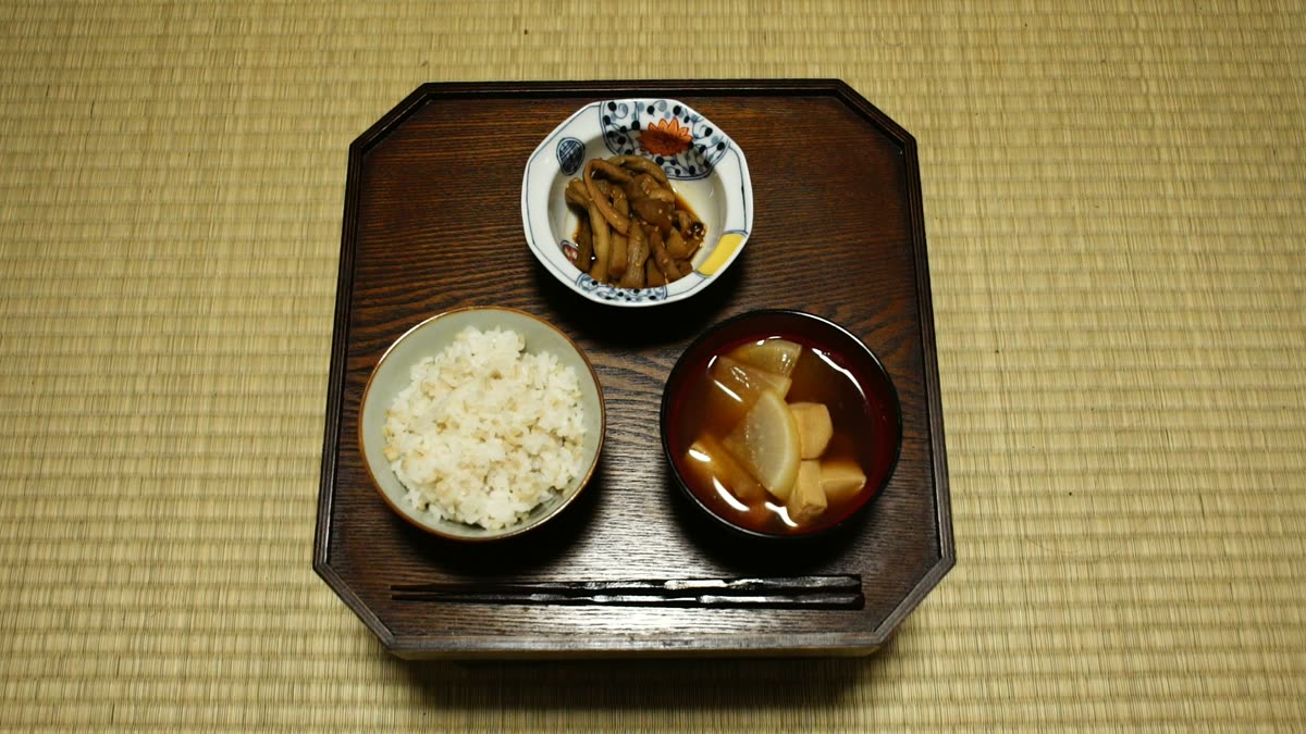 再現した江戸時代の飛脚の一日の食事